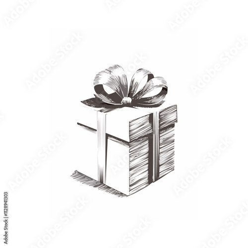 Christmas Gift Present Sketch Celebration Decoration Winter Event Festival of X-Mas
