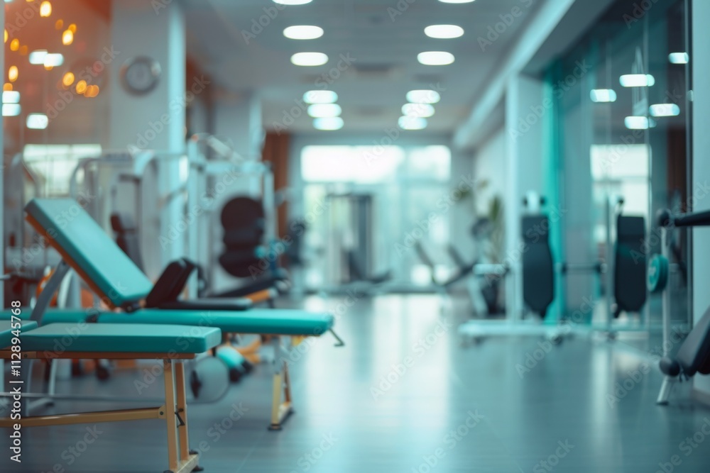 Interior of a ultramodern rehabilitation center with tech assisted tools Interior of a ultramodern rehabilitation center with tech assisted tools