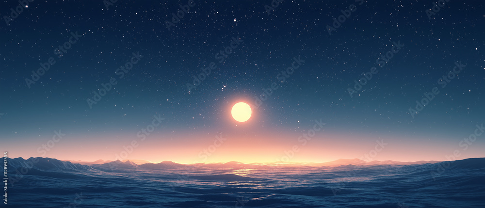 Fototapeta premium Sunset over alien ocean.