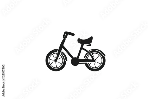 A bicycle is shown in black and white