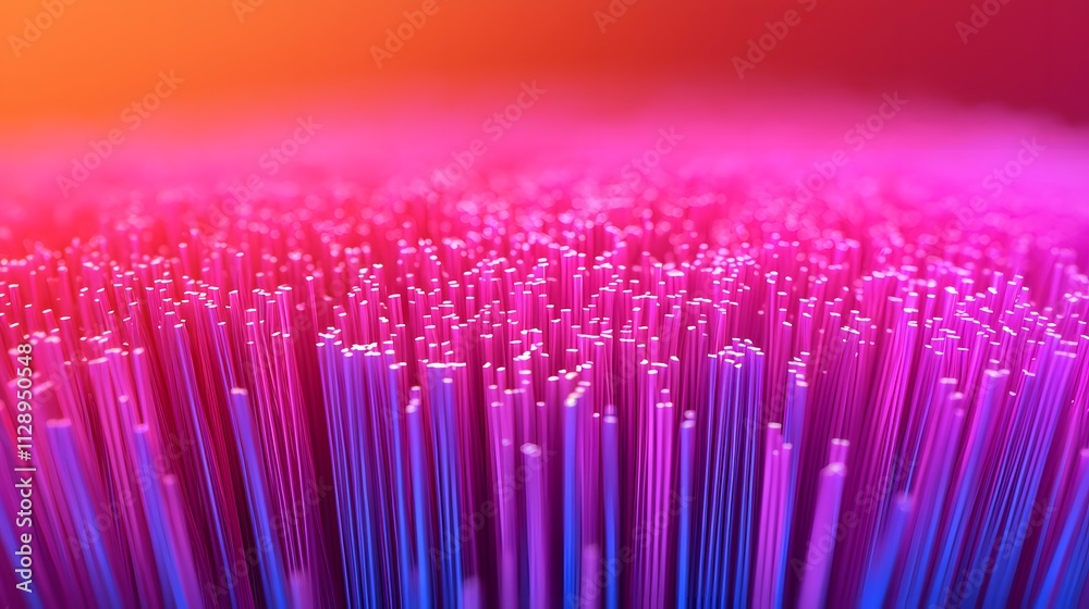 A Spectacular View of Glowing Fiber Optic Cables in a Mesmerizing Colorful Landscape of Light. Fiber optic, Network, Infrastructure Concept