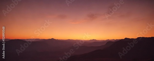 A crescent moon near the edge of a vibrant orange horizon at dawn, landscape, moon, orange