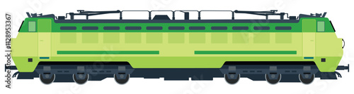 indian ingModern Electric locomotive with white background, side view of a train on track, vector 