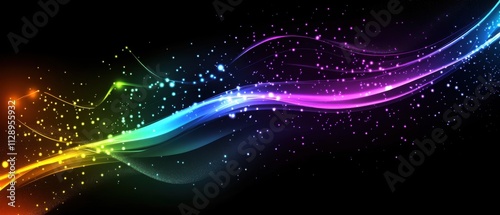 Vibrant Rainbow Light Waves with Sparkling Stardust Abstract Background