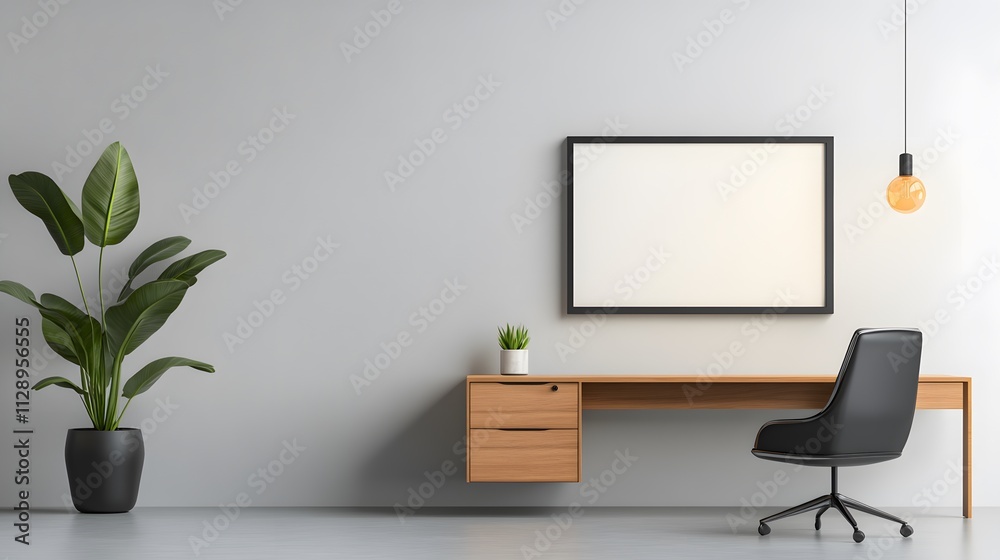 Fototapeta premium Clean and stylish office workspace with professional decor, clutter-free desk, and natural lighting, 3D rendering