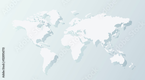 World map vector, isolated on white background. Flat Earth, gray map template for web site pattern, anual report, inphographics. Globe similar worldmap icon. Travel worldwide, map silhouette backdrop.