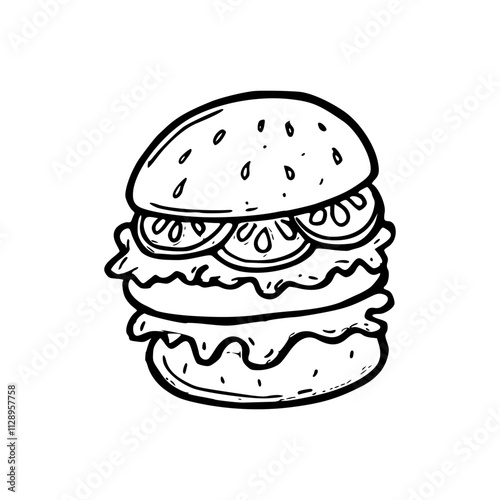 a drawing illustration of a burger 