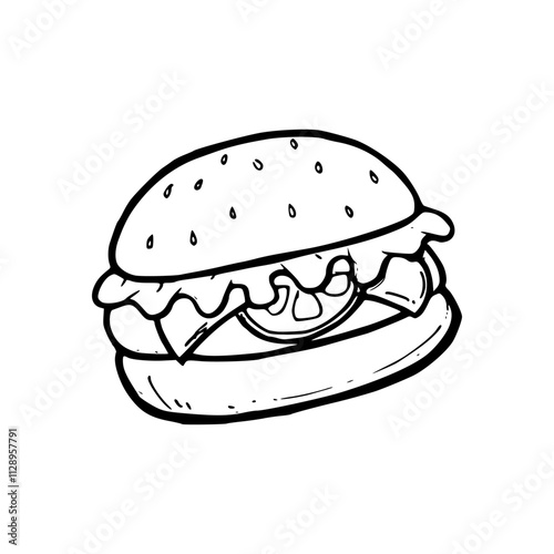 a drawing illustration of a burger 