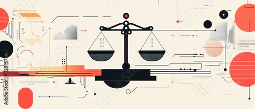 Wallpaper Mural Abstract Justice Scale with Technology and Data Visualization Torontodigital.ca