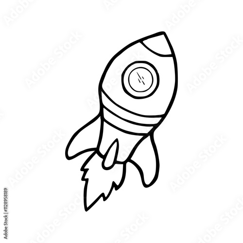 cartoon rocket isolated on white