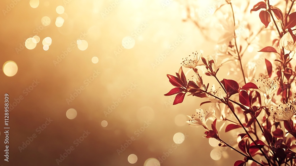 Fototapeta premium Delicate Spring Blossoms Bask In Golden Sunlight