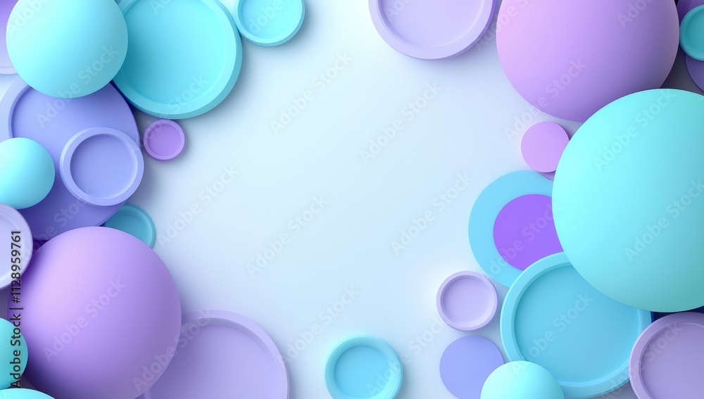 A modern background design with an abstract 3D render of multicolored spheres. A modern background design with an abstract 3D render of multicolored spheres.