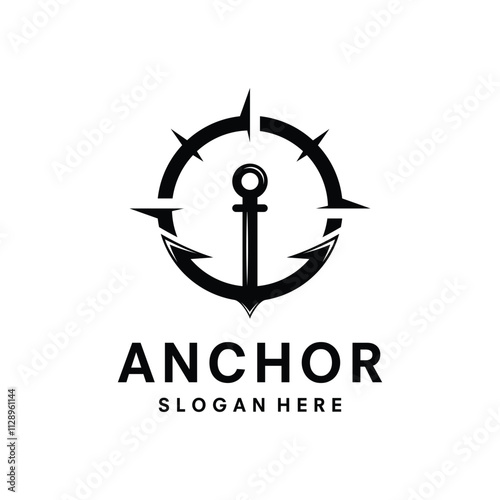 vintage logo anchor vector template illustration