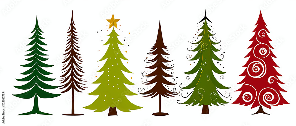 Obraz premium christmas trees set
