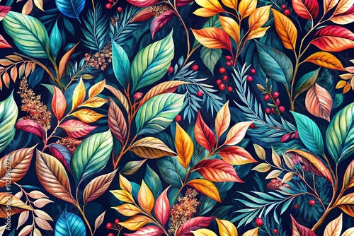 Elegant Fashion Photography of a Vibrant Leaf and Branch Pattern for Trendy Apparel and Accessories Showcasing Nature's Beauty in Style and Design