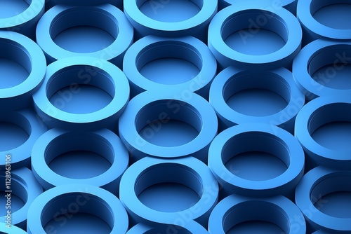 Abstract 3D rendering featuring a blue geometric composition.
