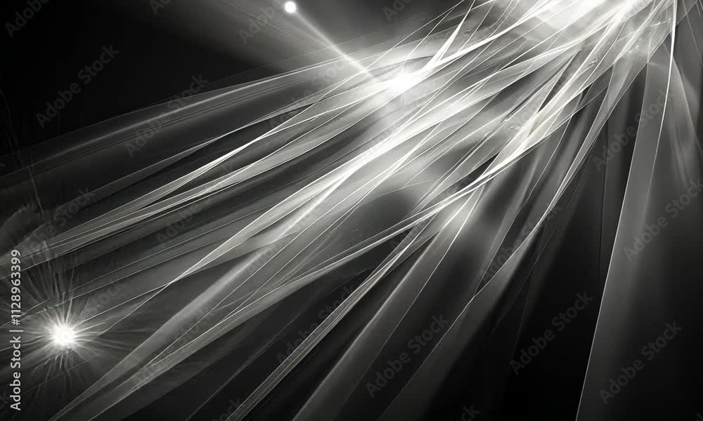 Abstract Silver Light Streaks on Black Background: A Digital Art Creation Abstract Silver Light Streaks on Black Background: A Digital Art Creation