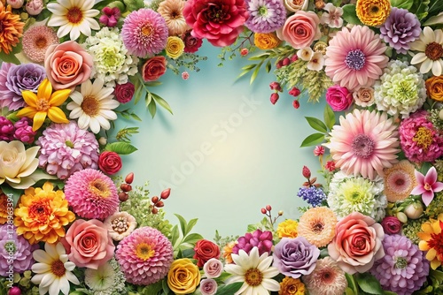 Elegant Floral Borders and Frames Collection with Diverse Shapes for Decorative Uses in Design Projects and Art Creations, Featuring Round, Oval, Triangle, and Square Designs