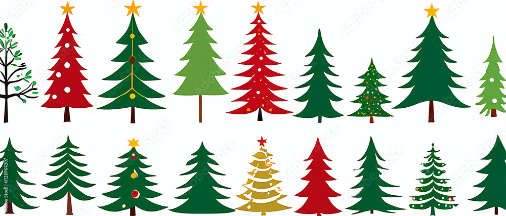Obraz premium christmas trees set