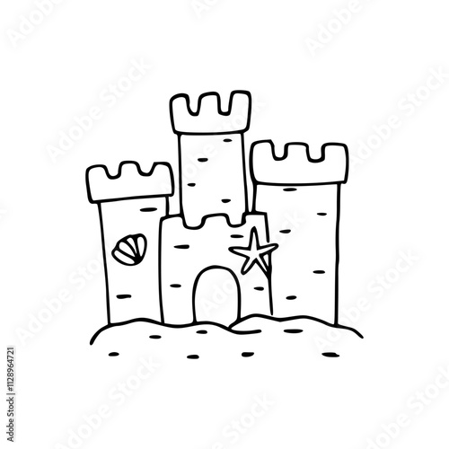 illustration of a sand castle coloring pages