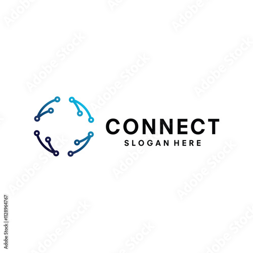 Abstract digital connection logo design vector illustration