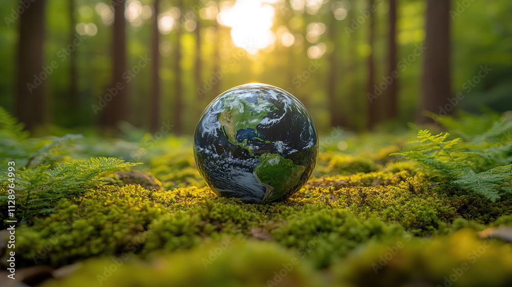 Earth on Moss for Earth Day Banner Concept Earth on Moss for Earth Day Banner Concept