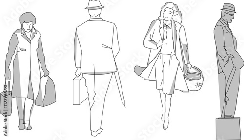Vector sketch illustration, silhouette design, image of a worker in a neat shirt doing activities.eps