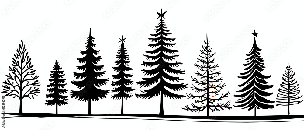Fototapeta premium christmas trees set