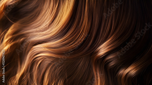 A soft-lit portrait of medium-length chestnut brown hair styled in relaxed waves.