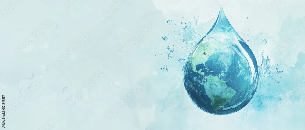 Water Drop Encapsulating Earth: Global Water Conservation Concept Water Drop Encapsulating Earth: Global Water Conservation Concept