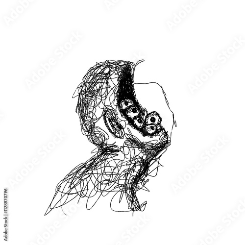 hand drawn sketch of a head