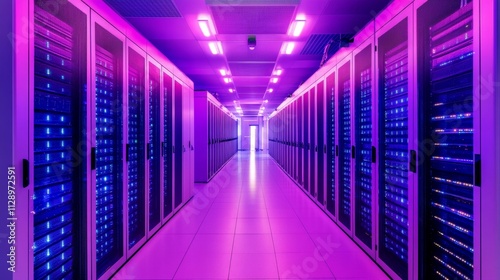 Server room technology showcase data center infrastructure image modern environment wide angle view digital innovation