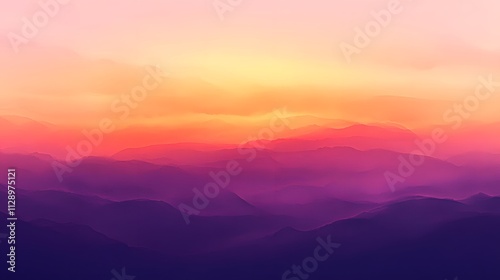 Majestic Sunset Over Purple Mountain Ranges