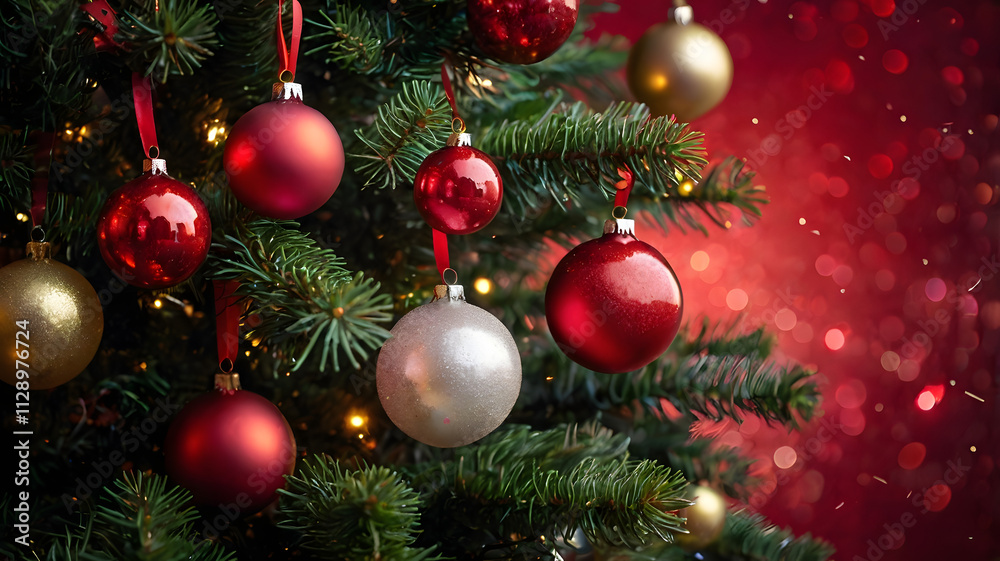 Fototapeta premium christmas tree decorations, ai generated
