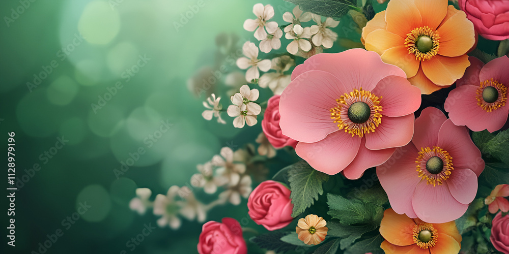 Lush Garden Flowers with Dewy Petals Lush Garden Flowers with Dewy Petals
