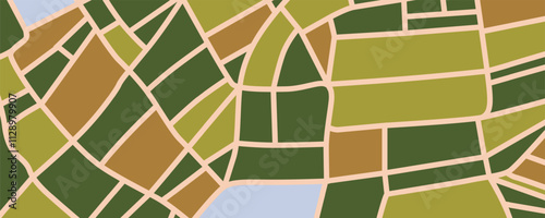 aerial top view Land with green fields sown in countryside in spring day Land with cultivated plants of rice fields.Vector background perfect for wallpaper or design elements	