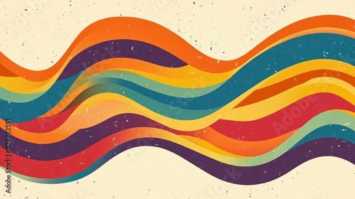 Vibrant Retro Groovy Rainbow Wave Stripes Background