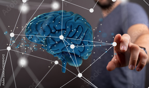 Human brain digital illustr...