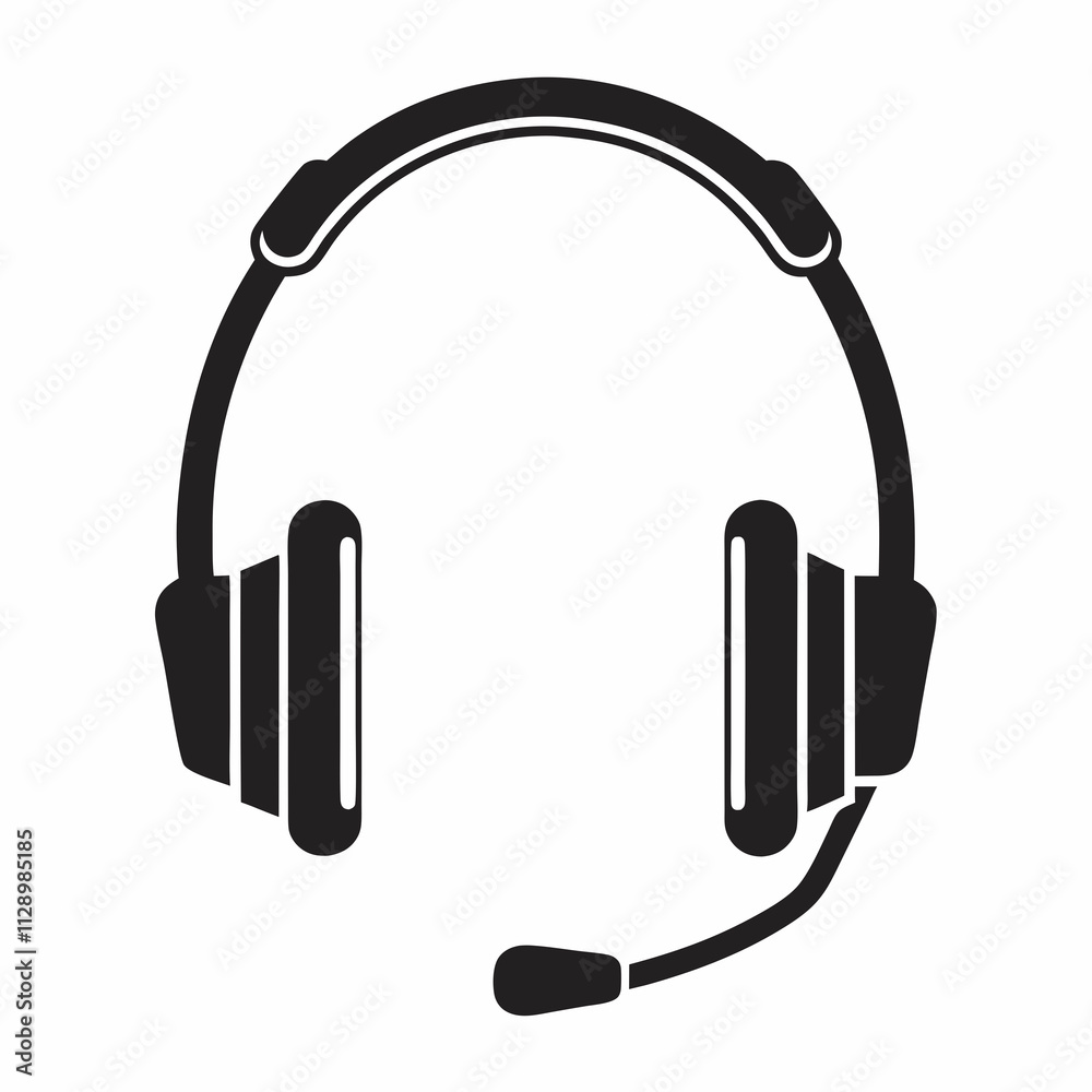 Clean Headset Silhouette for Audio and Gaming Graphics Clean Headset Silhouette for Audio and Gaming Graphics