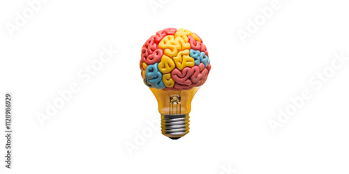 Colorful Painted Light Bulb on White Background photo