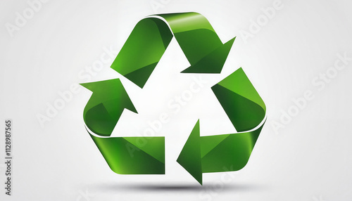 Green recycling symbol on a white background.