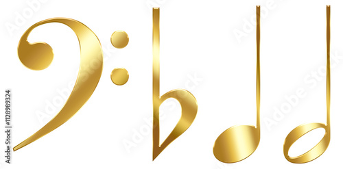 set of gold music note icon