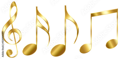 set of gold music note icon