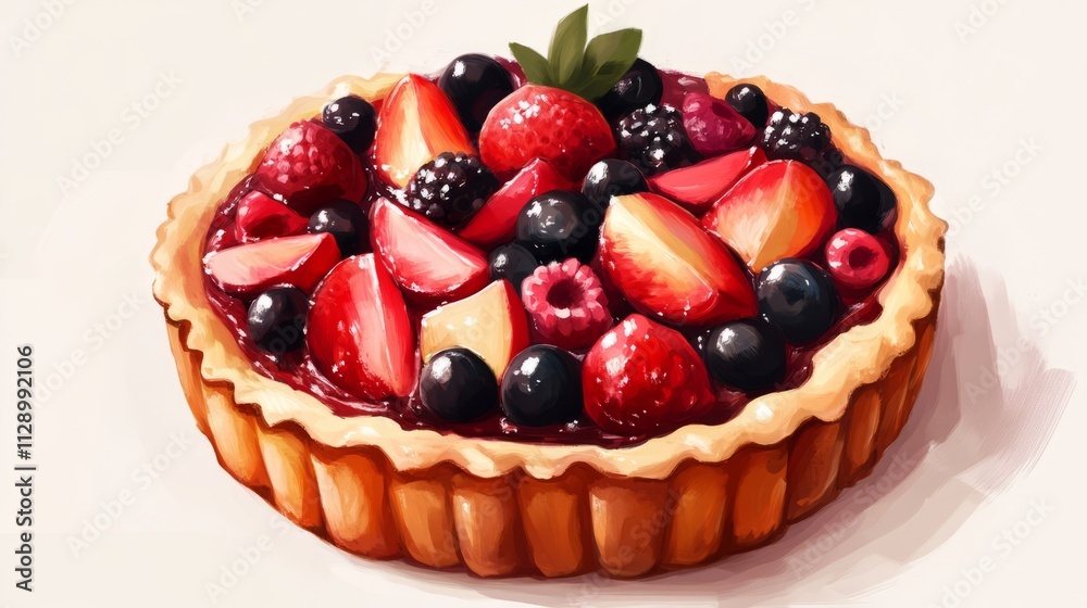 French Fruit Tart With Copy Space French Fruit Tart With Copy Space