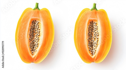 Ripe Papaya Cut in Half with Visible Seeds Vector Illustration photo