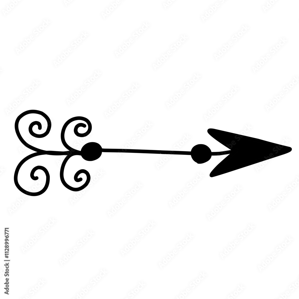 Hand drawn valentine's arrow silhouette Hand drawn valentine's arrow silhouette