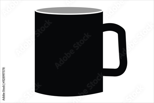 Vector silhouette mockup (template, layout) of a mug for drinks front view. White, black, red blank isolated cup. EPS 10