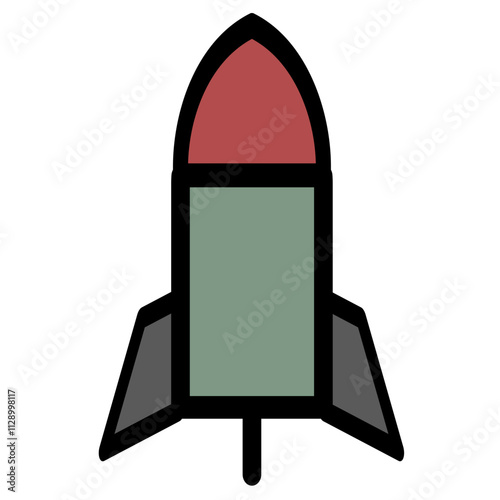 Rocket with red explosive head symbol - Military icon.