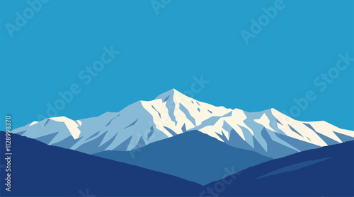 Snow Mountains, Blue Sky Landscape, perfect for travel, nature, and landscape designs