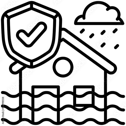 Flood Insurance Line Icon